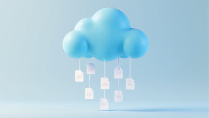 Cloud Storage With Files Hanging Below