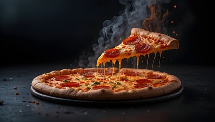 pizza, cheese, food, tomato, pan, delicious, melted, board, sauce, crust, italian, snack, tasty, meal, baked, frying, hot, wood, dinner, gourmet, pepperoni, mozzarella, slice, cooked, fresh, kitchen, 