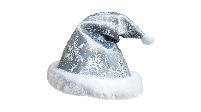 Silver Santa Hat Festive Winter Holiday Season,