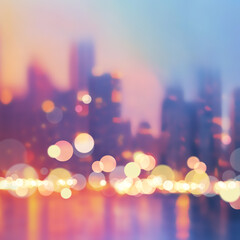 Sharp bokeh lights of a city at dusk with a warm summer vibe. Blurred background, high-resolution...