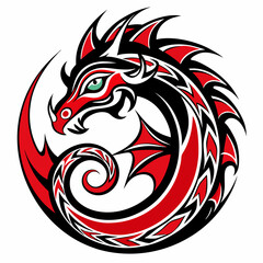 Fototapeta premium Tribal animal vector art featuring rooster and eagle tattoo designs with ornate floral and fire elements