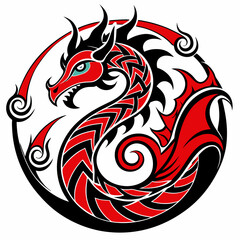 Fiery red dragon tattoo designs evoke power and myth, available as versatile vector art for striking body art