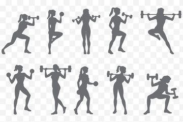 Fitness gym silhouettes set ,Fitness exercise silhouettes set eps 10