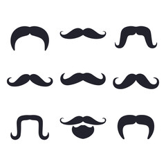Collection of stylish mustache designs perfect for barber shops or men's fashion illustrations.