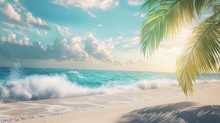 Fototapeta premium Tropical beach scene at sunset