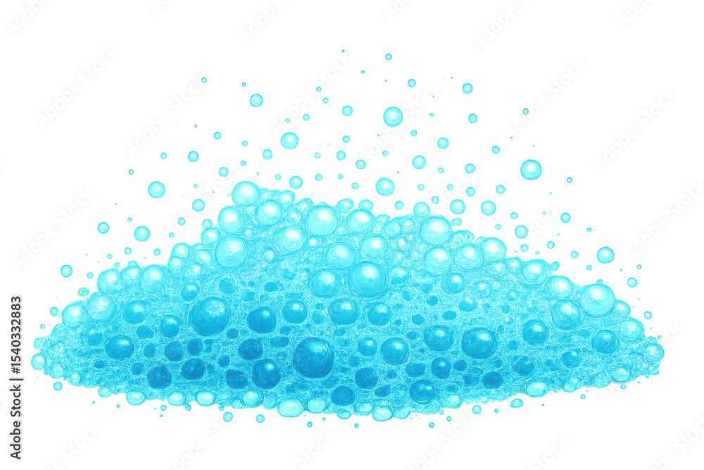 Poster generating luxurious soap foam with multiple bubbles, highlighting cleanliness and hygiene against p