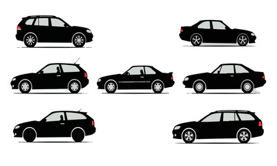 Diverse Car Body Style Silhouette Icon Set