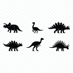 Obraz premium Six dinosaur silhouettes set illustration silhouette