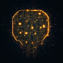 Illuminated Tech Skull with Glowing Circuitry on Dark Background