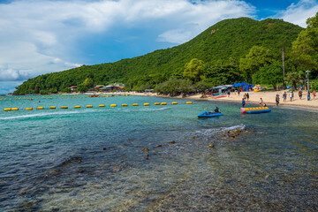 Exotic sea beach wave turquoise water in Koh larn Thailand