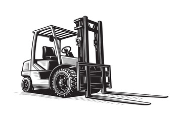 Forklift line art black color