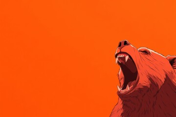 A bear with its mouth wide open and teeth bared. , with ample copy space for text.