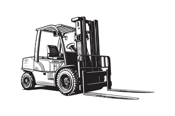 Forklift line art black color