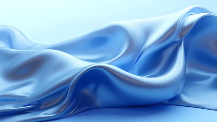 Abstract flowing fabric creating dynamic waves in shades of blue light