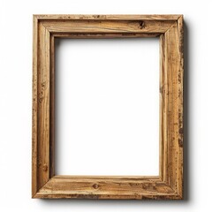 An isolated, ultra-detailed photograph of Light Wooden poster, thick frame mockup, white background
