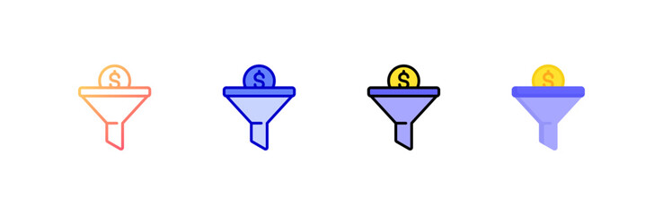Sales Funnel icon set multiple style collection
