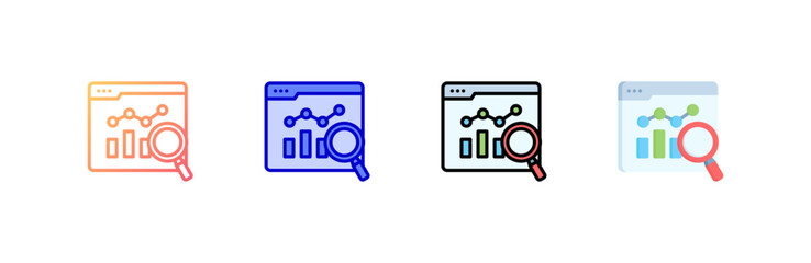 Analysis icon set multiple style collection