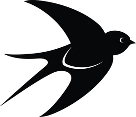 Barn Swallow silhouette vector art illustration and minimal black and white design