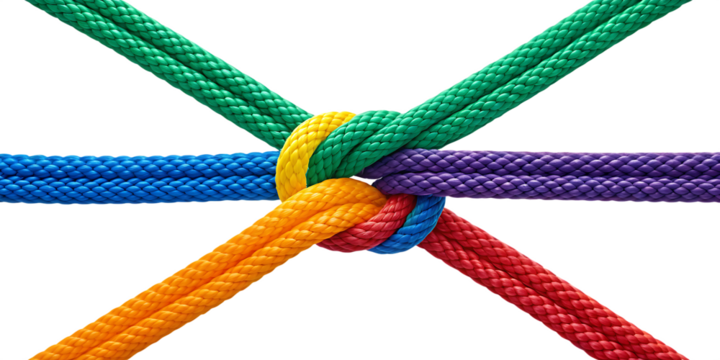 Colorful rope with a knot