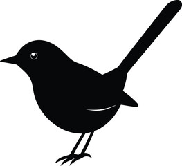 Common Tailorbird silhouette vector art illustration and minimal black and white design