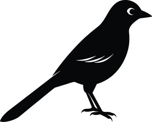 Eurasian Jay Bird silhouette vector art illustration and minimal black and white design