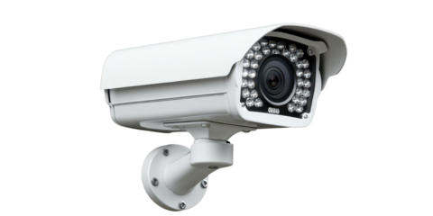  Surveillance camera isolated on transparent background.