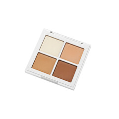 Floating creamy contour palette with four pans on a solid white background
