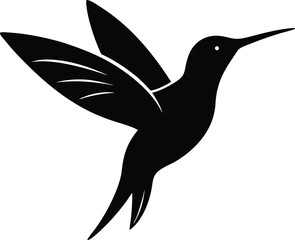 Hummingbird silhouette vector art illustration and minimal black and white design