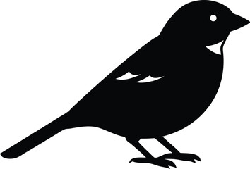 House Sparrow silhouette vector art illustration and minimal black and white design