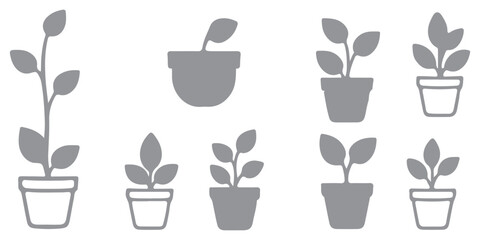 Flowerpot flat icon. Pictogram for web. Line stroke. Plant pot line outline icon, Potted plant icon. With outline, glyph, and filled outline styles, Plant in pot simple line vector icon. flower pot