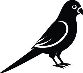 Rose Ringed Parakeet Bird silhouette vector art illustration and minimal black and white design