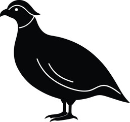 Quail silhouette vector art illustration and minimal black and white design