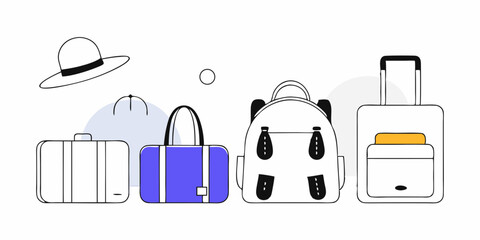 Travel essentials and personal belongings neatly arranged for a journey