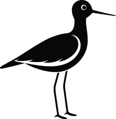 Sandpiper Bird silhouette vector art illustration and minimal black and white design