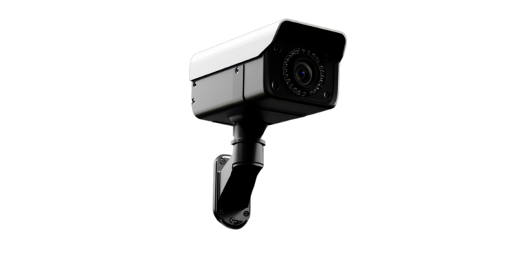  Surveillance camera isolated on transparent background.