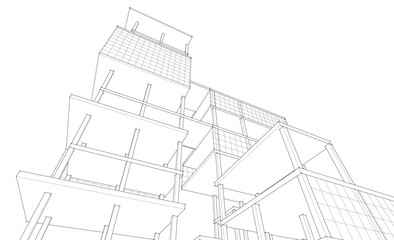 building frame concept 3d illustration