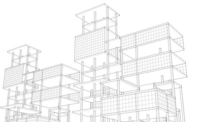 building frame concept 3d illustration