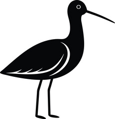 Snipe Bird silhouette vector art illustration and minimal black and white design
