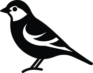 Snow Bunting silhouette vector art illustration and minimal black and white design