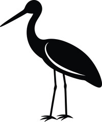 Stork Bird silhouette vector art illustration and minimal black and white design