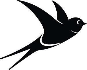 Swallow Bird silhouette vector art illustration and minimal black and white design