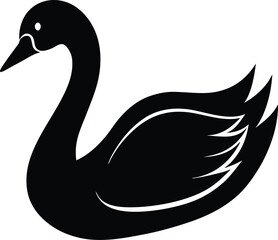 Swan silhouette vector art illustration and minimal black and white design