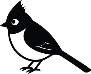 Titmouse Bird silhouette vector art illustration and minimal black and white design