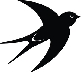 Violet Green Swallow silhouette vector art illustration and minimal black and white design