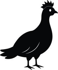 Victoria Crowned Pigeon silhouette vector art illustration and minimal black and white design