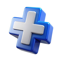 Obraz premium 3d render of a blue and white plus sign