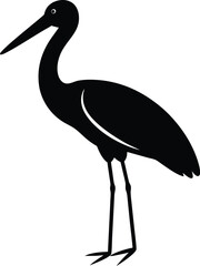 White Stork silhouette vector art illustration and minimal black and white design