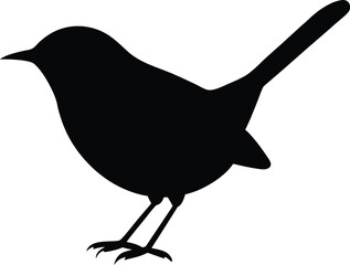 Wren silhouette vector art illustration and minimal black and white design