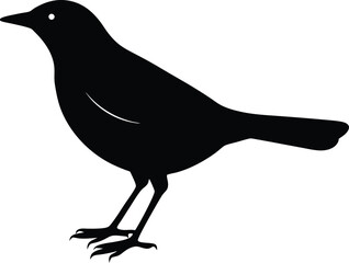 Yellow Headed Blackbird silhouette vector art illustration and minimal black and white design