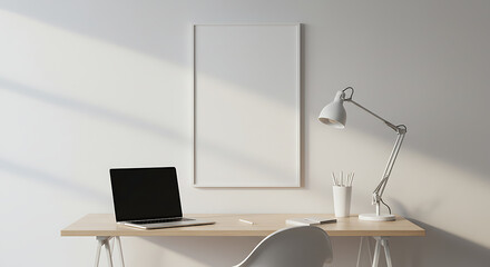 Minimal Desk Poster Frame Scene